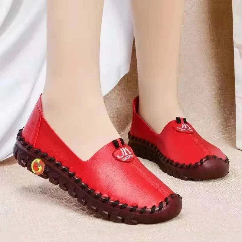 Square Toe Summer Shoes for Women Embroidery Designer Shoes Soft Slipon Loafers Moccasin Leisure