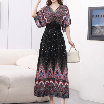 Casual Elegant Retro Bohemian National Style V-neck