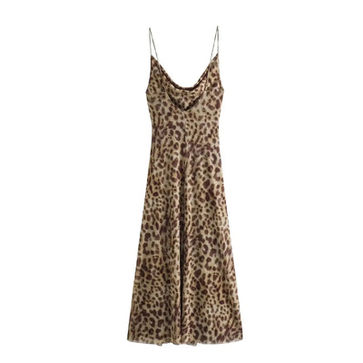 New Woman Dress Leopard Print Sleeveless Vintage