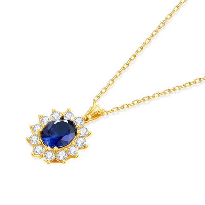 Real Blue Corundum18k Gold Necklace With Certificate