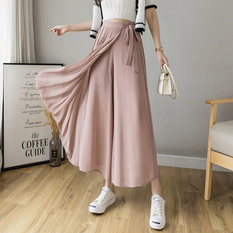 Trousers High Waist Pants Hakama Casual Wide Leg Pantalones