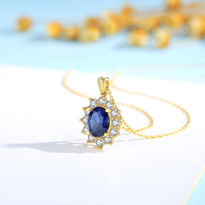 Real Blue Corundum18k Gold Necklace With Certificate