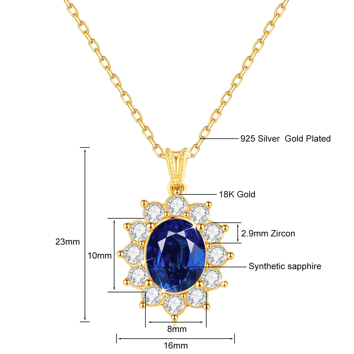 Real Blue Corundum18k Gold Necklace With Certificate