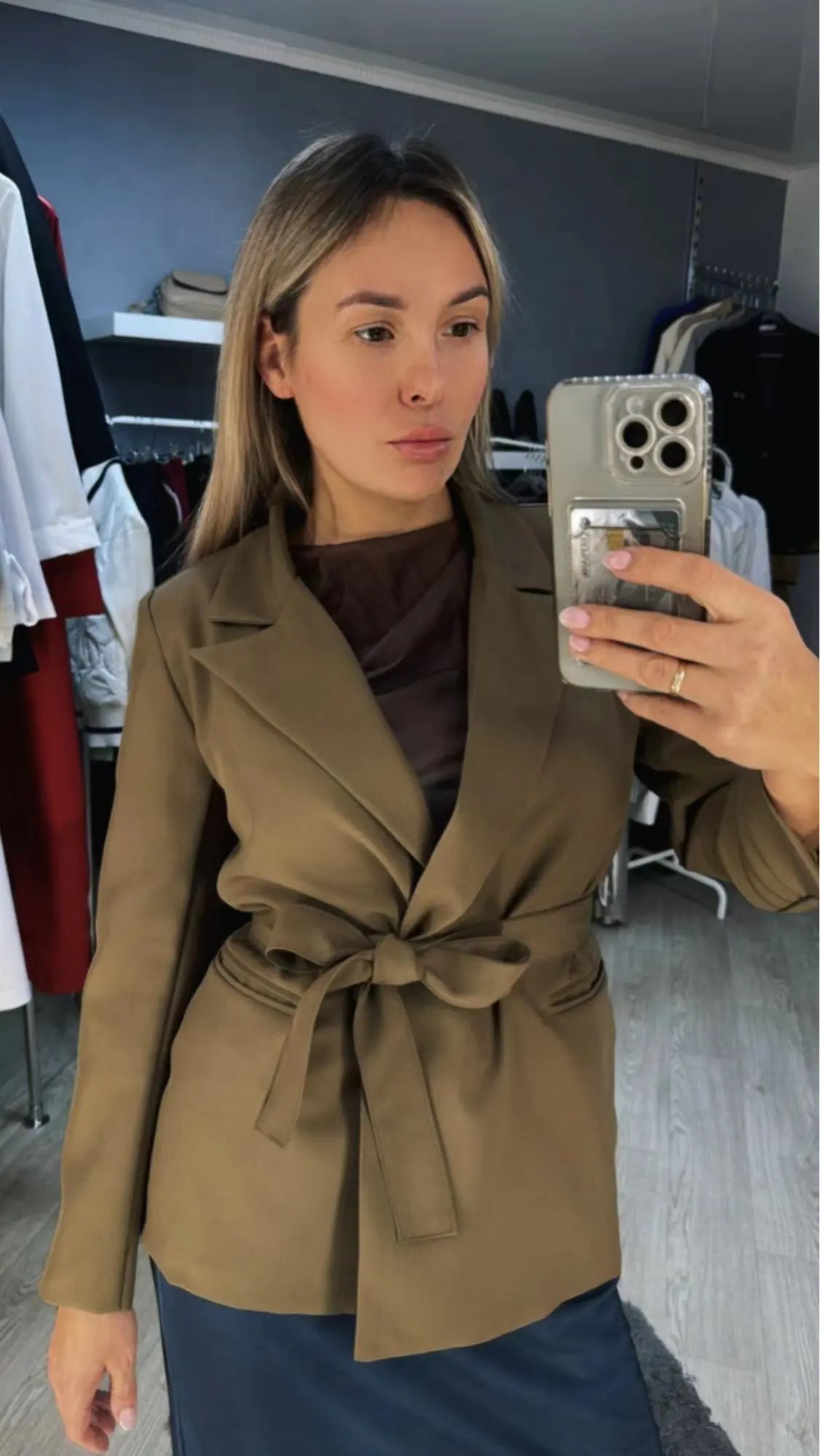 Women's Blazers Spring Autumn Suit Coat Beige Tie Up Jacket Slim Fit Stylish Top Outerwear Office Lady Blazer for Women Clothing