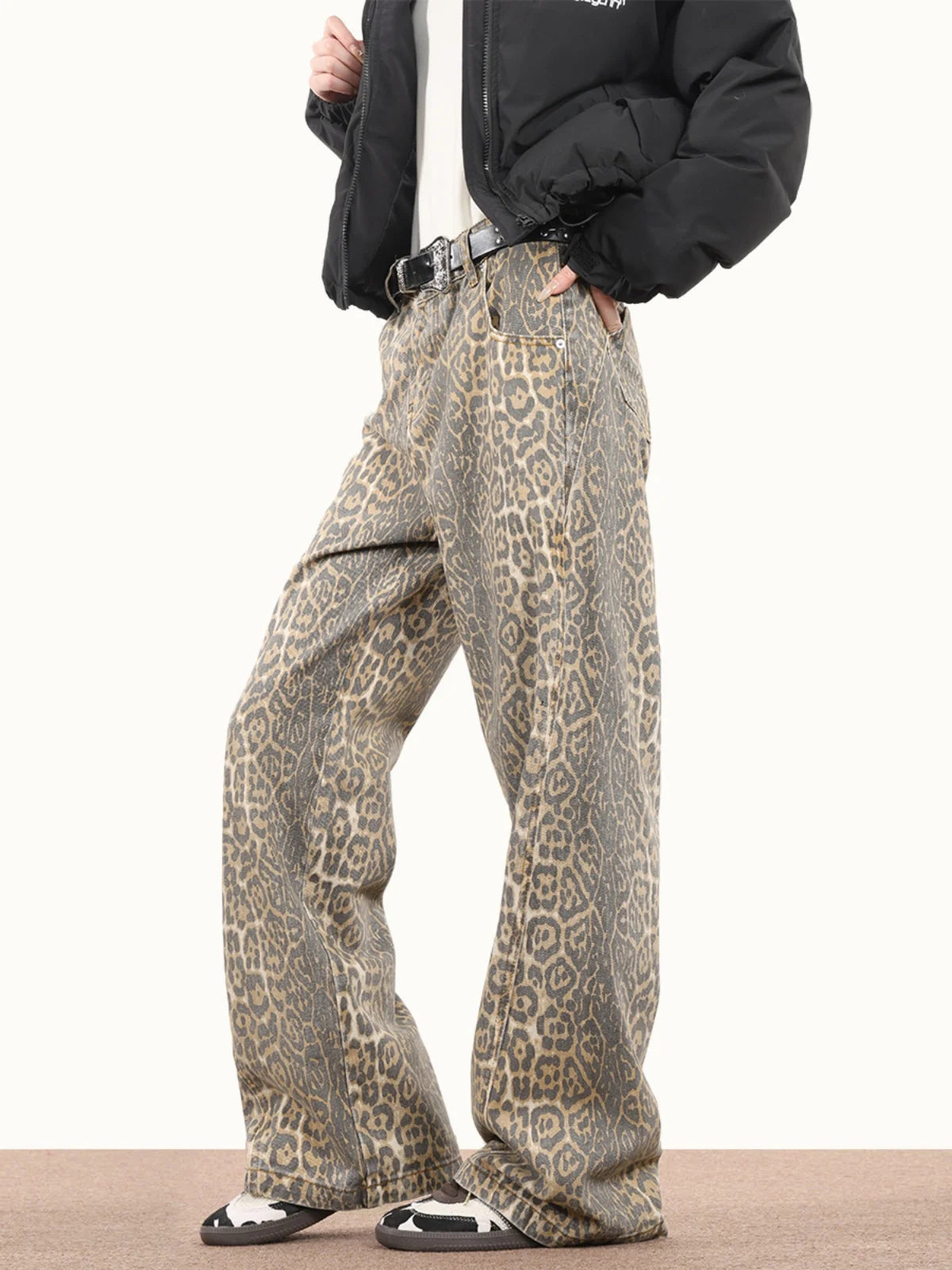 American Style Leopard Wash Jeans