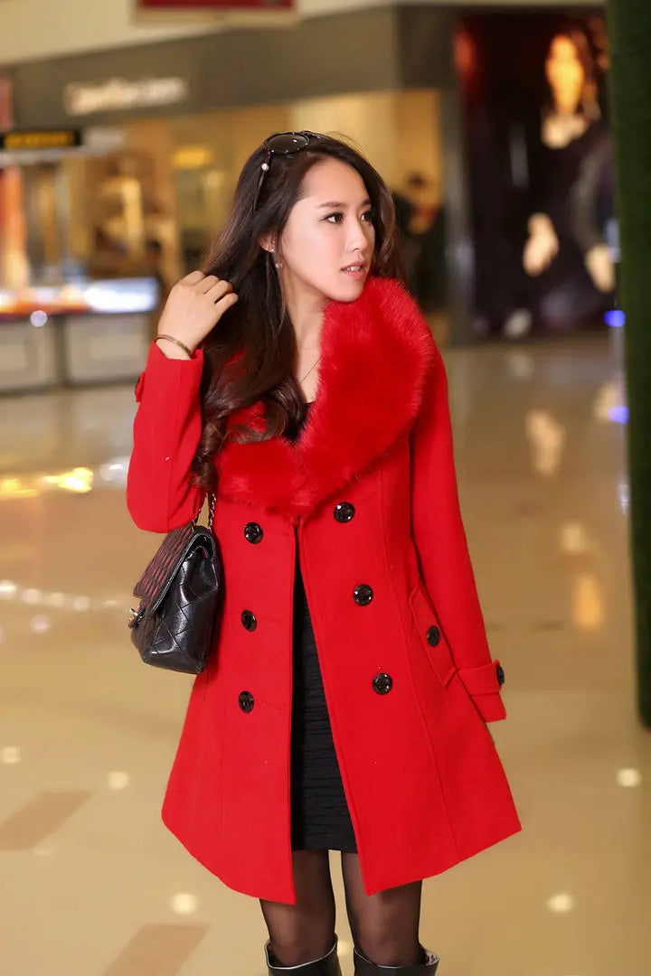 Winter Fur collar Warm Female Jacket