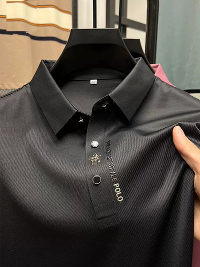 High Quality Short Sleeve Polo Shirt Long sleeved New Men Fashion Casual No Trace Printing