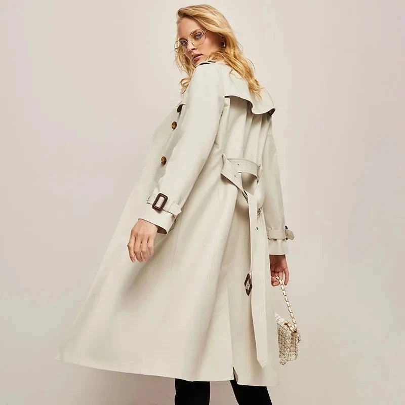 Outerwears Double Breasted Pockets Overcoat Female